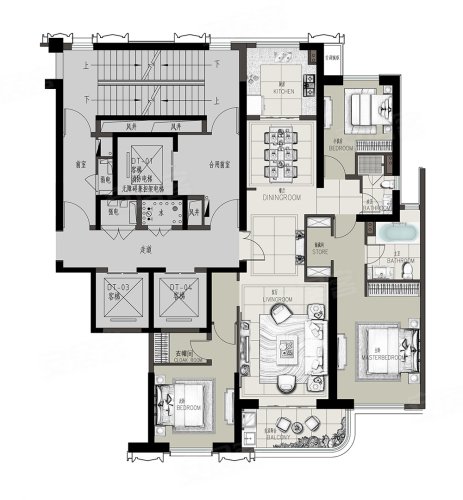 天玺176㎡户型: 3室2厅2卫
