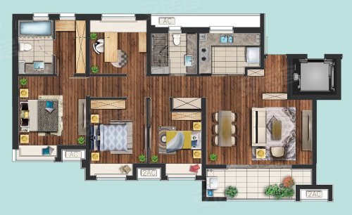 保利铃兰公馆e户型，保利铃兰公馆4室2厅2卫0厨约11100平米户型图，朝南朝向 上海安居客 