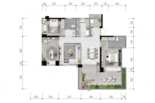 贵阳花语墅114生态住宅户型,贵阳花语墅3室2厅2卫1厨约114.00平米户型图,朝西北朝向 - 贵阳安居客