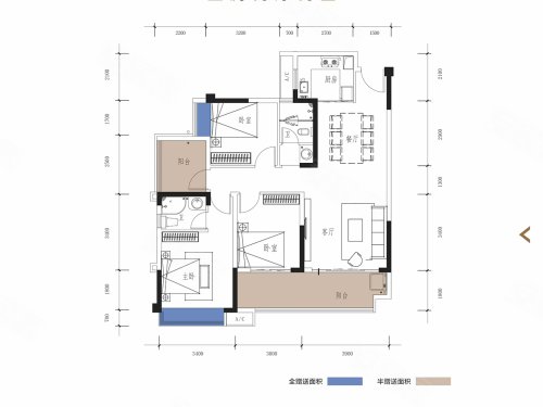 盛世华庭B1户型,盛世华庭3室2厅2卫1厨约115.32平米户型图,朝南朝向 - 郴州安居客