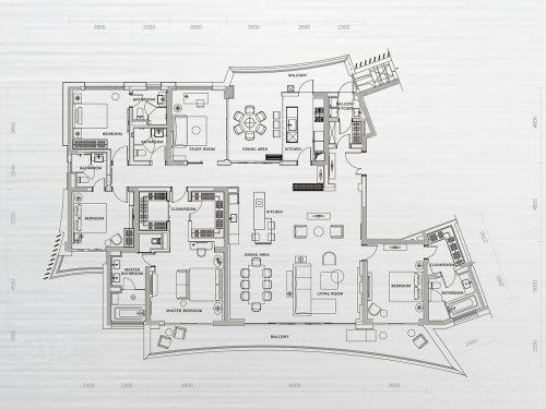 麓湖生态城A户型，麓湖生态城5室3厅5卫1厨约350.00平米户型图，朝南朝向 - 成都安居客