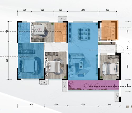 邦泰·誉府119户型,邦泰·誉府4室2厅2卫1厨约119.00平米户型图,朝南朝向 - 常德安居客