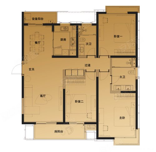 皇都花园三期ty E 皇都花园三期3室2厅2卫1厨约164 00平米户型图 朝南朝向 上海安居客
