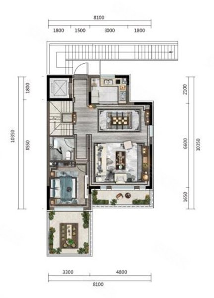 中铁·诺德阅墅上叠户型，中铁·诺德阅墅低密住宅约235.00平米户型图，朝南朝向 - 北京安居客