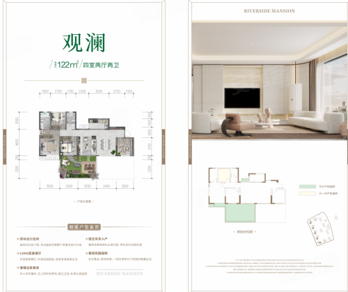 澜湾一品观澜,澜湾一品4室2厅2卫1厨约122.00平米户型图,朝东朝向 - 乐山安居客