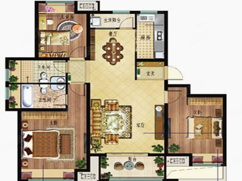 高迪墨香郡3室2厅户型图