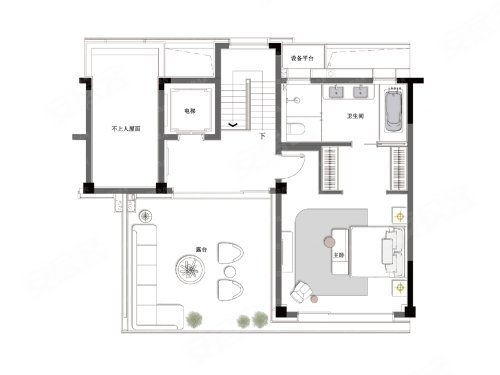 汀山和院B上叠287方,汀山和院别墅约287.00平米户型图,朝南朝向 - 杭州安居客