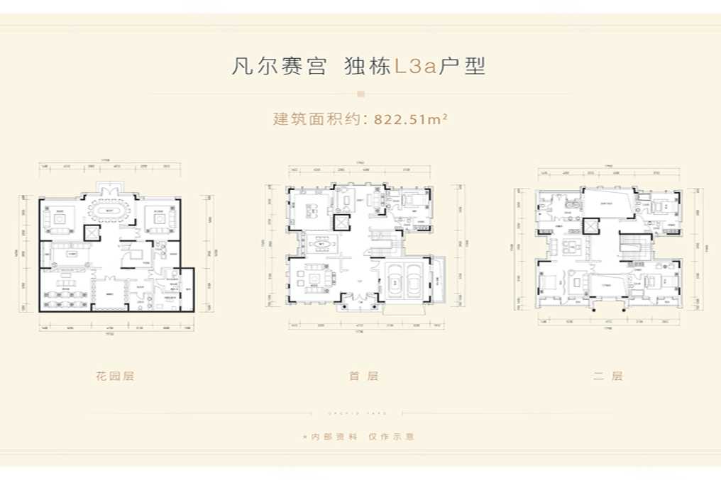 246m05关联户型:鲁能·格拉斯小镇新推822㎡4室,246㎡3室的别墅户型
