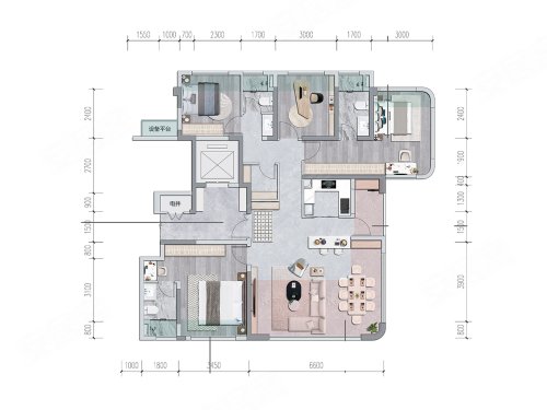 建投轩楹学府B户型,建投轩楹学府4室2厅3卫1厨约143.00平米户型图,朝南北朝向 - 昆明安居客