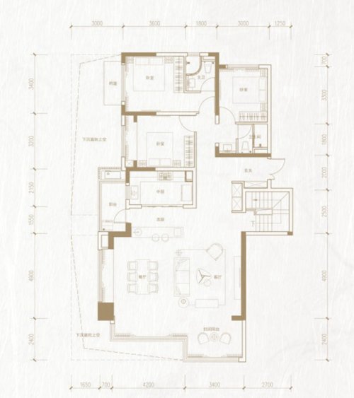 建发央玺A1跃层，建发央玺5室3厅5卫2厨约450.00平米户型图，朝南朝向 - 成都安居客
