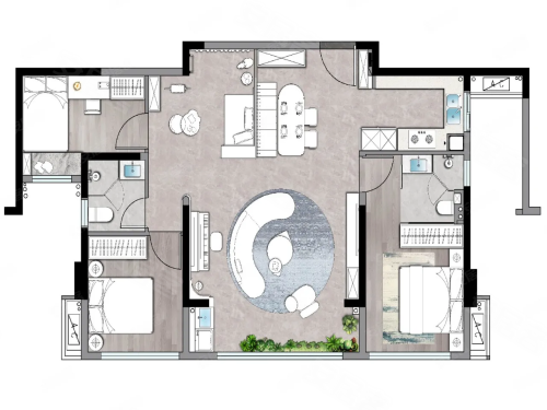 建发璞玥东方璞光B户型,建发璞玥东方3室2厅2卫1厨约110.00平米户型图,朝南朝向 - 石狮安居客