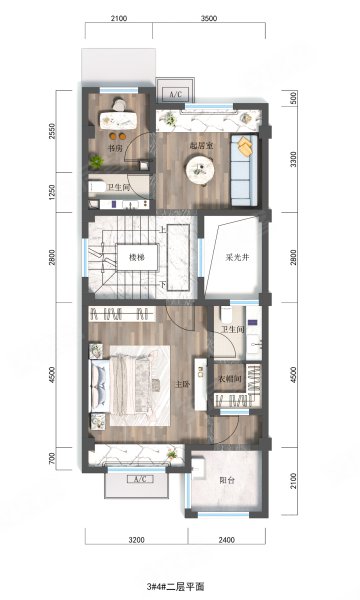 天鸿.桃花源挽风,天鸿.桃花源4室2厅4卫1厨约153.00平米户型图,朝南朝向 - 宿州安居客