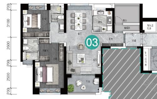 亚运城天逸组团9栋03单位实景拍摄景观.