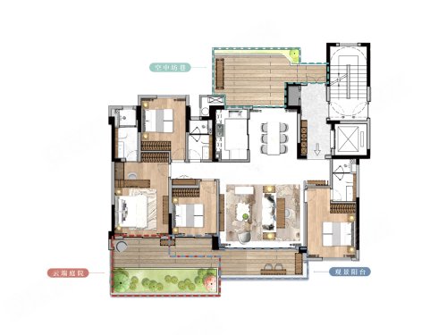 建发缦云170平户型,建发缦云4室2厅3卫1厨约170.00平米户型图,朝南朝向 - 福州安居客