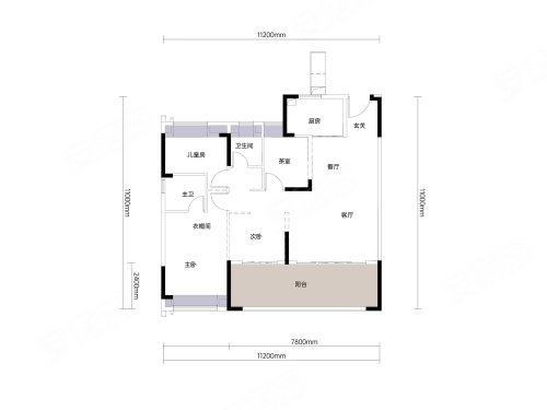 城投·金沙府124平户型,城投·金沙府4室2厅2卫1厨约124.00平米户型图,朝南北朝向 - 武汉安居客