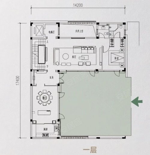 和家园玺园·大院香璋246方户型，和家园玺园·大院香璋别墅约246.00平米户型图，朝南朝向 - 杭州安居客