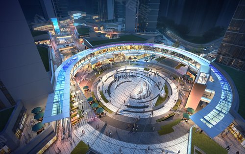 华润万象域项目建成后楼下全长400米开放式商业街区效果图