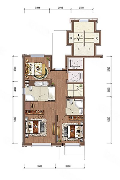 首创禧瑞墅下叠户型,首创禧瑞墅低密住宅约252.00平米户型图,朝南朝向 - 北京安居客