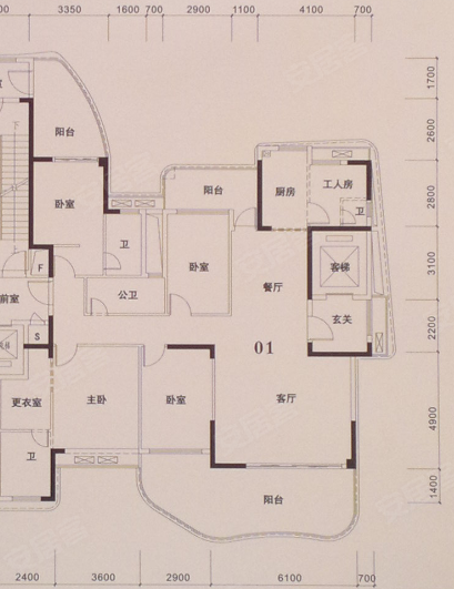00平米户型图,朝南朝向 - 汕头安居客