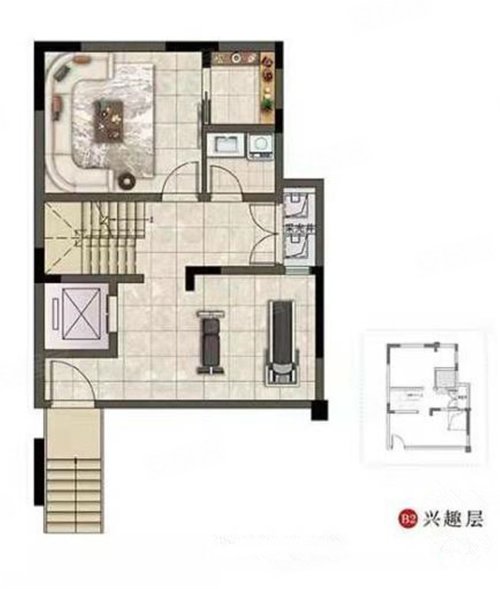 金科·观天下春晓下叠A户型,金科·观天下别墅约82.00平米户型图,朝南北朝向 - 句容安居客