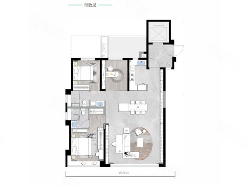 金地清峯上130平米户型,金地清峯上3室2厅2卫1厨约130.00平米户型图,朝南北朝向 - 西安安居客