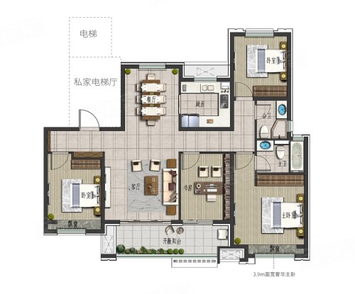 祥生未来城D户型,祥生未来城4室2厅2卫1厨约143.00平米户型图,朝南北朝向 - 济宁安居客