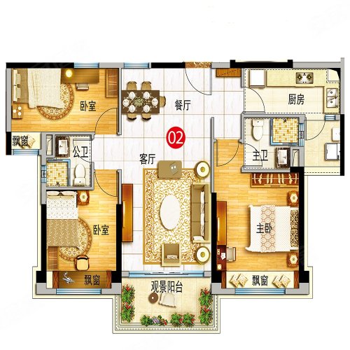 客天下碧桂园108平米户型,客天下碧桂园3室2厅2卫1厨约108.