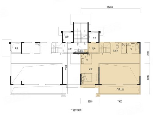 碧桂园央墅下叠152平米户型,碧桂园央墅3室2厅4卫1厨约152.00平米户型图,朝南朝向 - 西安安居客