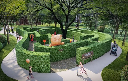 体验式森林儿童主题乐园奇幻迷宫森林木屋穿越山丘蒲公英花园蜗牛之家