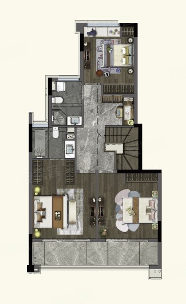 建发天镜湾中叠户型，建发天镜湾别墅约168.00平米户型图，朝南朝向 - 太仓安居客