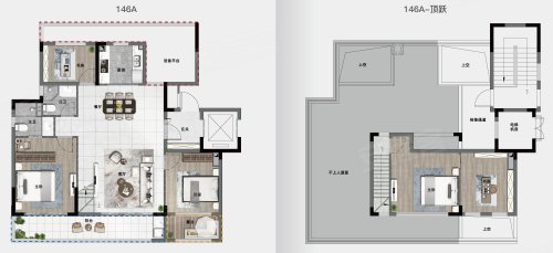 卓越府146㎡户型,卓越府4室2厅2卫1厨约146.00平米户型图,朝南朝向 - 湖州安居客