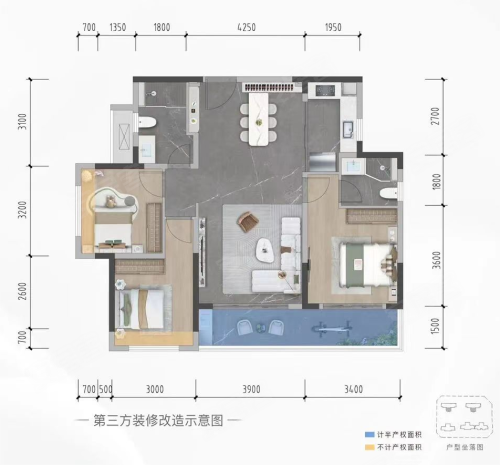 鸿山翡翠里B户型,鸿山翡翠里3室2厅2卫0厨约110.00平米户型图,朝东朝向 - 成都安居客