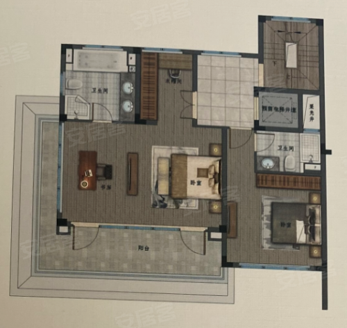 绿城志城·凤栖云庐252㎡户型,绿城志城·凤栖云庐别墅约252.00平米户型图,朝南朝向 - 衢州安居客
