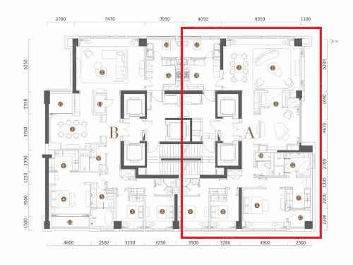 深圳中心·天元公寓A户型,深圳中心·天元公寓公寓约270.00平米户型图,朝南朝向 - 深圳安居客