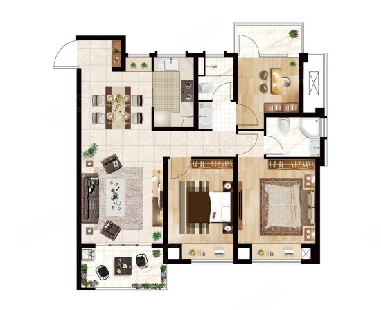镇江热门活动 远洋香奈城三区户型建筑面积约115㎡,三房两厅两卫格局.