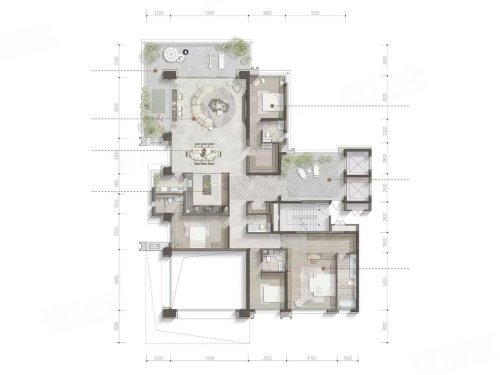 建发望江云启建面约251户型,建发望江云启4室2厅3卫1厨约251.00平米户型图,朝南朝向 - 重庆安居客