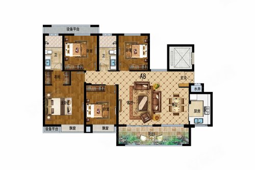 一品龙宸约140平米4房户型,一品龙宸4室2厅2卫1厨约140.00平米户型图,朝南北朝向 - 南平安居客