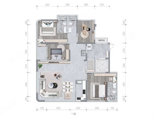 建投轩楹学府C2跃层,建投轩楹学府5室2厅3卫1厨约188.00平米户型图,朝南北朝向 - 昆明安居客