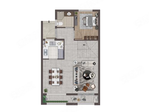 朗诗溪涧雅庐叠排A户型,朗诗溪涧雅庐别墅约110.00平米户型图,朝南朝向 - 杭州安居客