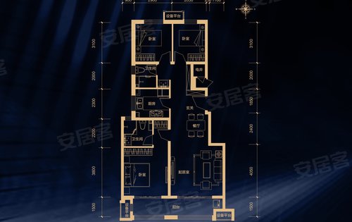 金地·玺悦府动态:120平米户型图-石家庄安居客