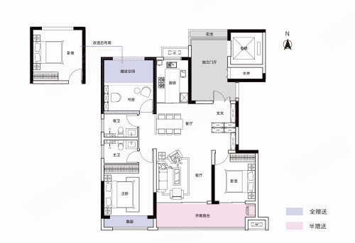 景祥学府A111,景祥学府3室2厅2卫1厨约111.00平米户型图,朝南朝向 - 安阳安居客