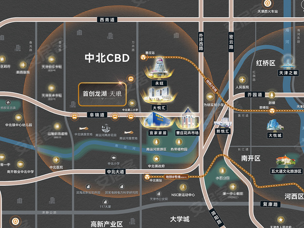 首创龙湖·天琅,天津首创龙湖·天琅房价,楼盘户型,周边配套,交通地图,阜锦道与金霞路交口西南侧 - 安居客