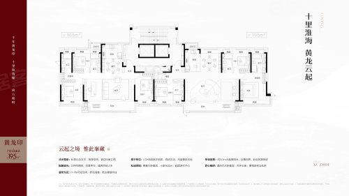中海·黄龙雲起195户型,中海·黄龙雲起4室2厅2卫1厨约195.00平米户型图,朝南朝向 - 徐州安居客