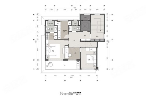 海发·凤启云台青云叠墅上叠,海发·凤启云台别墅约197.00平米户型图,朝南朝向 - 泰州安居客