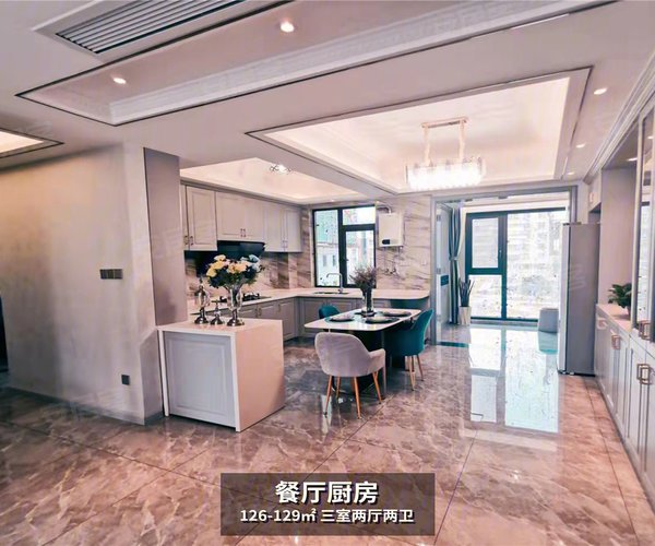 天成一品C户型，天成一品3室2厅2卫1厨约126.66平米户型图，朝南北朝向 - 京山安居客