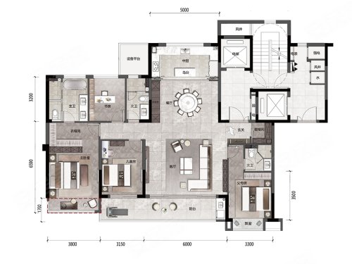 建发·缦云云阙189平户型,建发·缦云4室2厅3卫1厨约189.00平米户型图,朝南朝向 - 宁波安居客