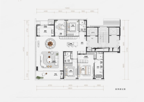 绿城·凤起潮鸣239平户型，绿城·凤起潮鸣4室2厅3卫2厨约239.00平米户型图，朝南朝向 - 台州安居客