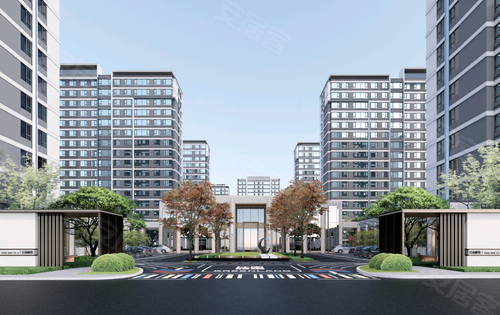 江南雅集小区主大门以及楼栋外观