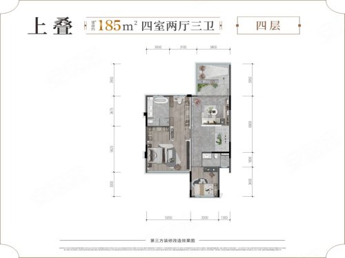 龙湖天屿上叠户型,龙湖天屿别墅约185.00平米户型图,朝南朝向 - 成都安居客