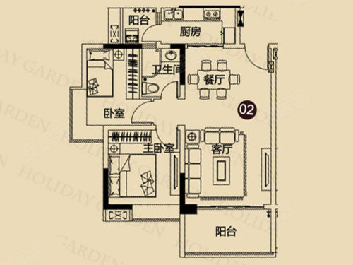 广州楼盘 增城楼盘 新塘楼盘 假日花园南 户型图(1/1 视频加载中